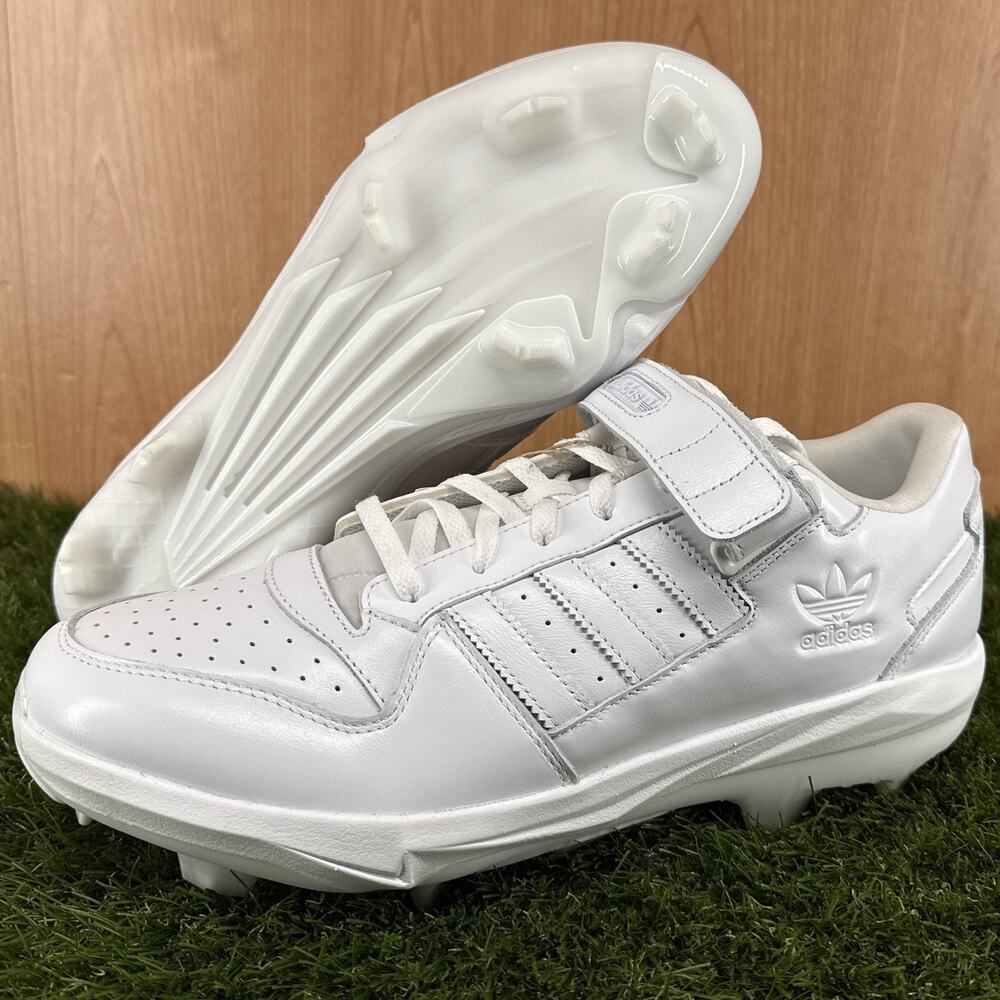 Adidas Forum TPU Baseball Cleat Triple White Baseball Cleats JR9613 Mens Sz 12